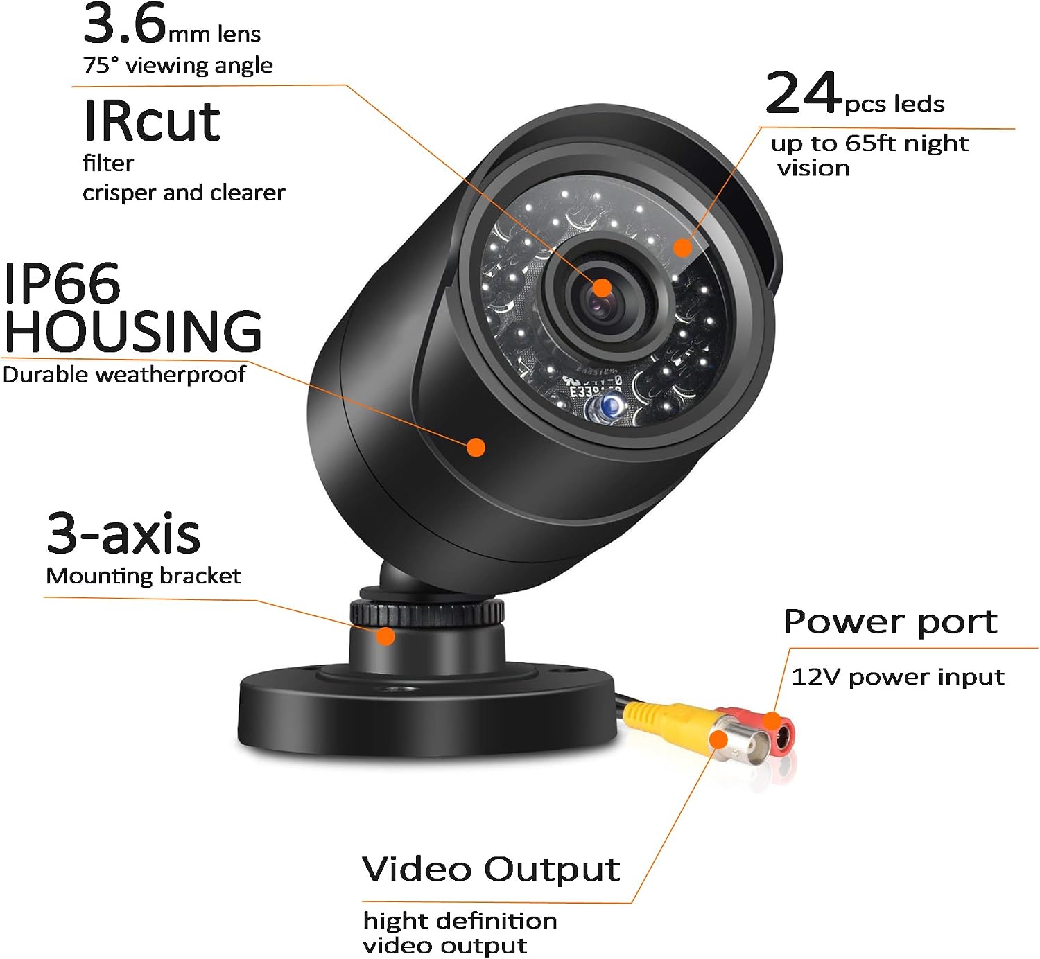 Home Security Camera System 3000TVL Surveillance DVR Kits, 4pcs Wired 1080P AHD/CVI/TVI Coaxial HD Camera Night Vision Set with AI Motion Person Detection, DVR with 500GB Hard Drive for 24-7 Recording