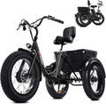 Geemax Electric Tricycle for Adults, 20' x 4.0 Fat Tire Electric Trike, Peak 750W 25MPH 36V 13Ah Lithium Battery UL Certified, Premium 80% Assembled Foldable 3 Wheel Electric Bicycle