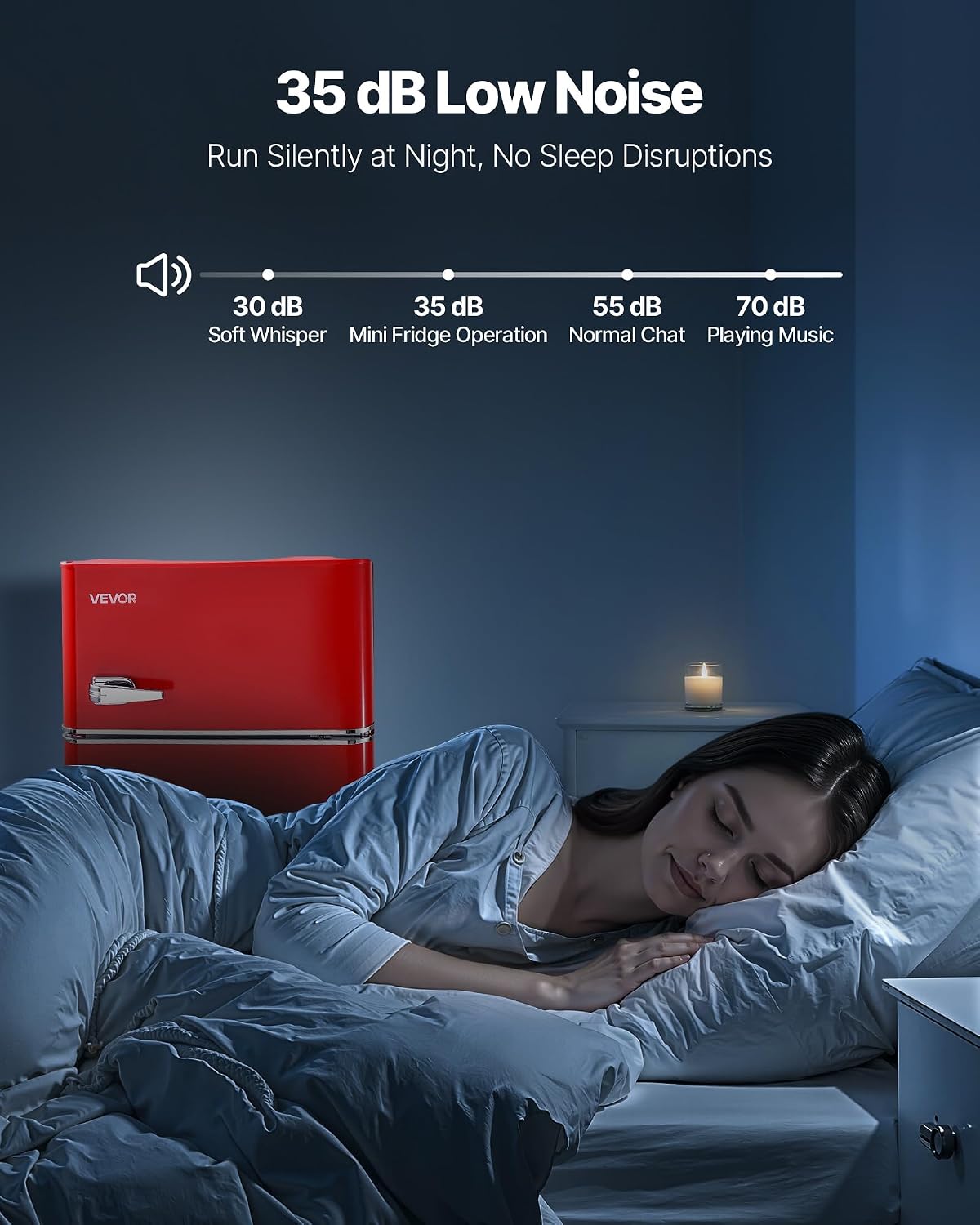 VEVOR 3.2 Cu.Ft Mini Fridge with Freezer, Dual Zone Compact Refrigerator, 7-Mode Adjustable Temp, Energy Efficient Low Noise Dorm Fridge, Small Refrigerator for Bedroom, Office, Retro Red