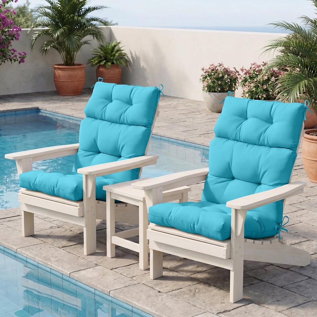 EAGLE PEAK Tufted Outdoor/Indoor High Back Patio Chair Cushions, Set of 4, 46'' x 22'', Blue