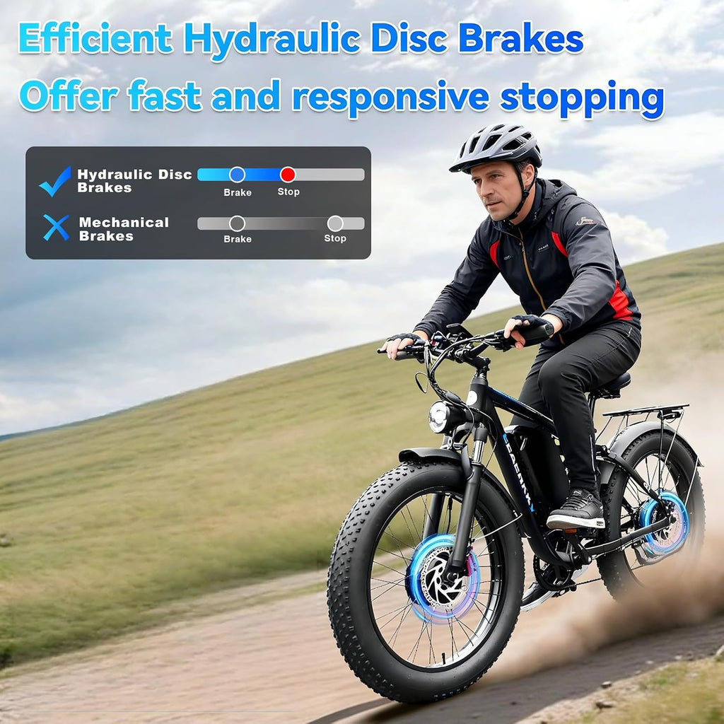 Peak 9000W Dual Motor Ebike for Adults,46MPH Fast Electric Bike 52V 34Ah Up to 100 Miles Long Range,24' Fat Tire Ebikes,SHM 7-Speed Full Suspension Electric Bicycle for Mountain Commuter Off-Road Snow