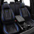 Full Set Car Seat Covers for Dodge Dart 2000-2025, Waterproof Car Seat Protector with Storage Pocket, Easy Install Leather Seat Covers, Automotive Vehicle Cushion with Airbag(Blue,Black)