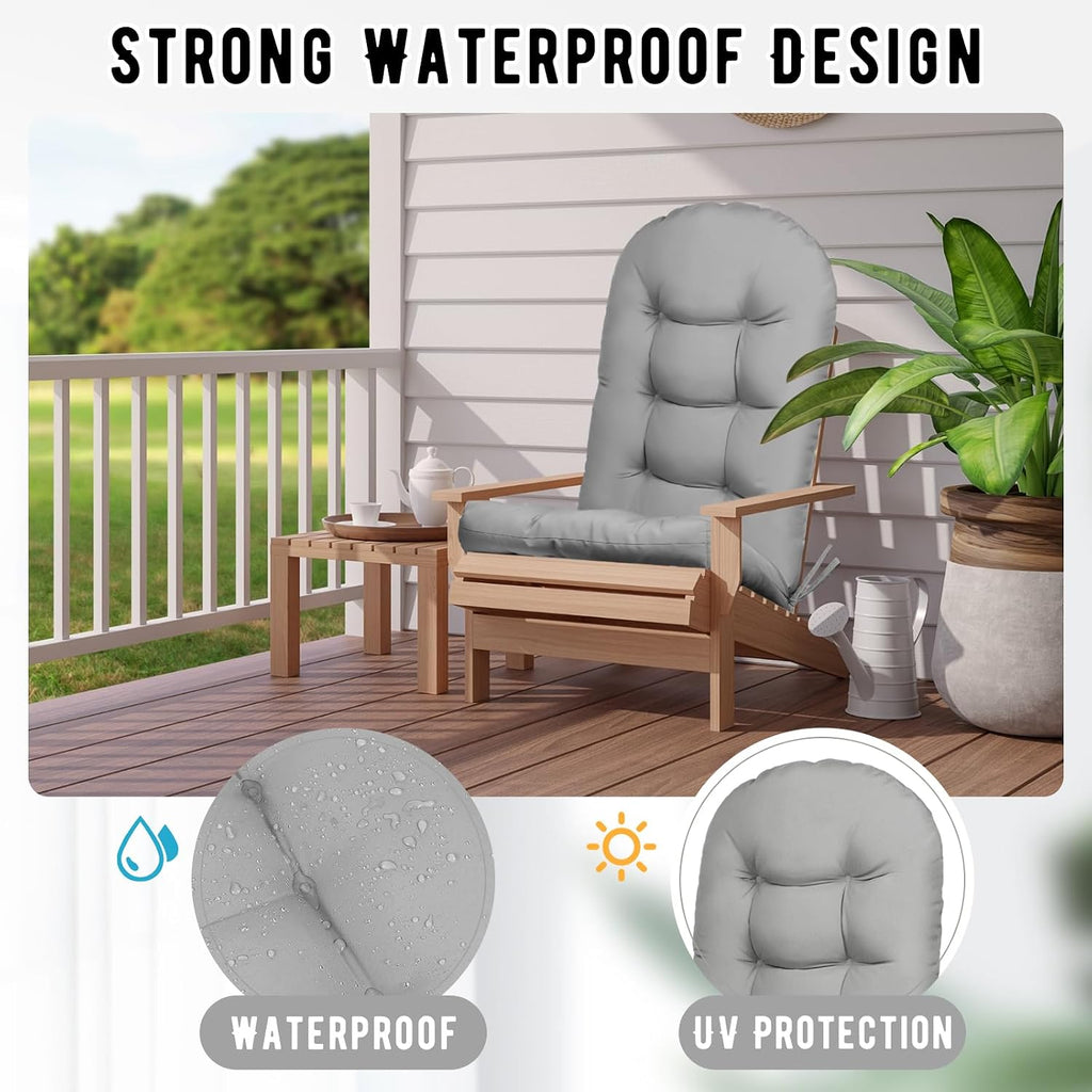 4 Pack Adirondack Chair Cushion, Waterproof Rocking Chair Cushion - Fade Resistant Patio Furniture Cushions, Thickened Patio Chair Pad for Outdoor and Indoor, 49x20x5 Inch