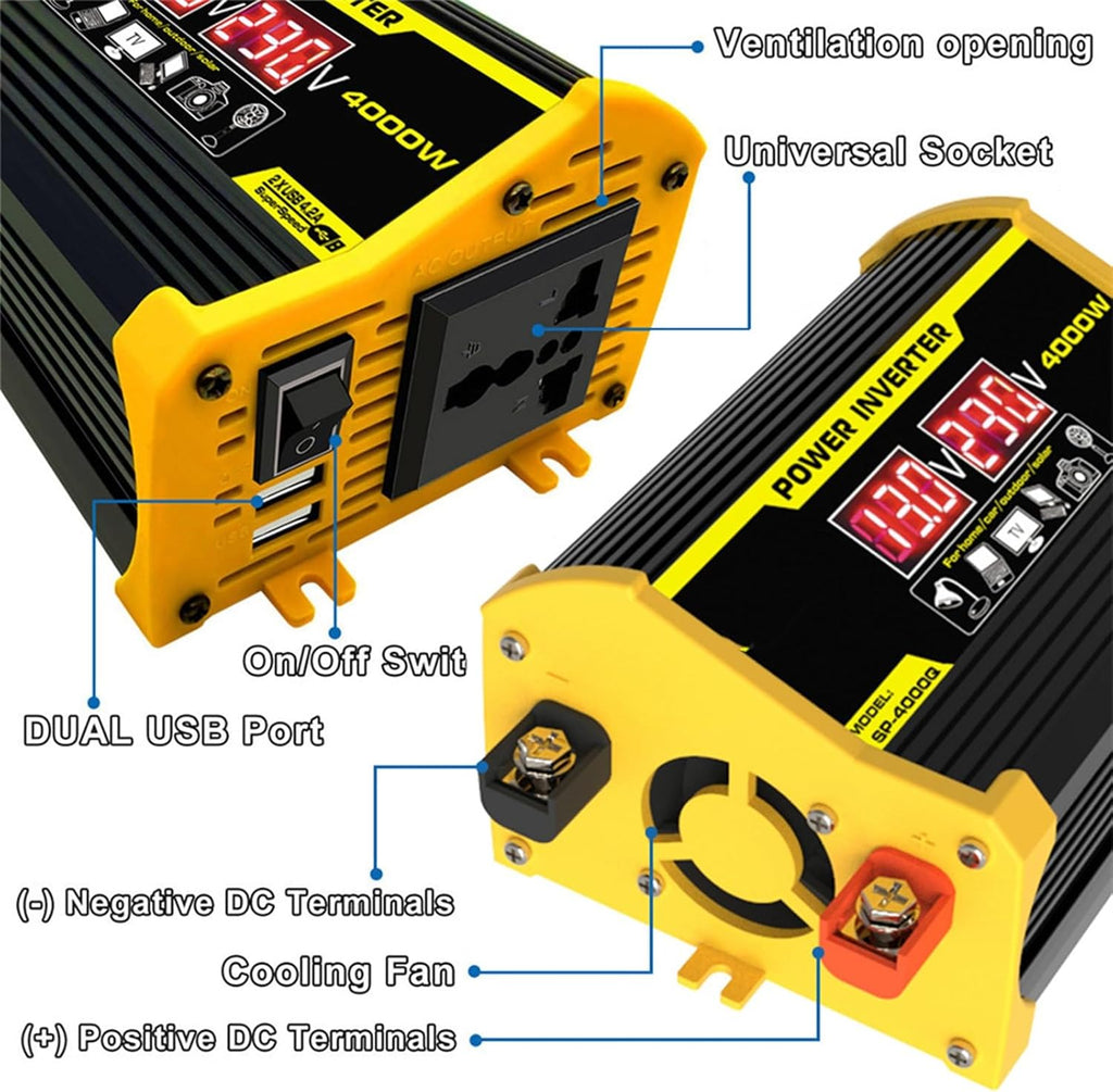 4000W 12V to 110V/220V Solar System Combination Inverter Solar Panel Kit Solar Generator Home Grid System 30A Controller + 18w12v Solar Panel (Color : Yellow, Size : 12V-110V)