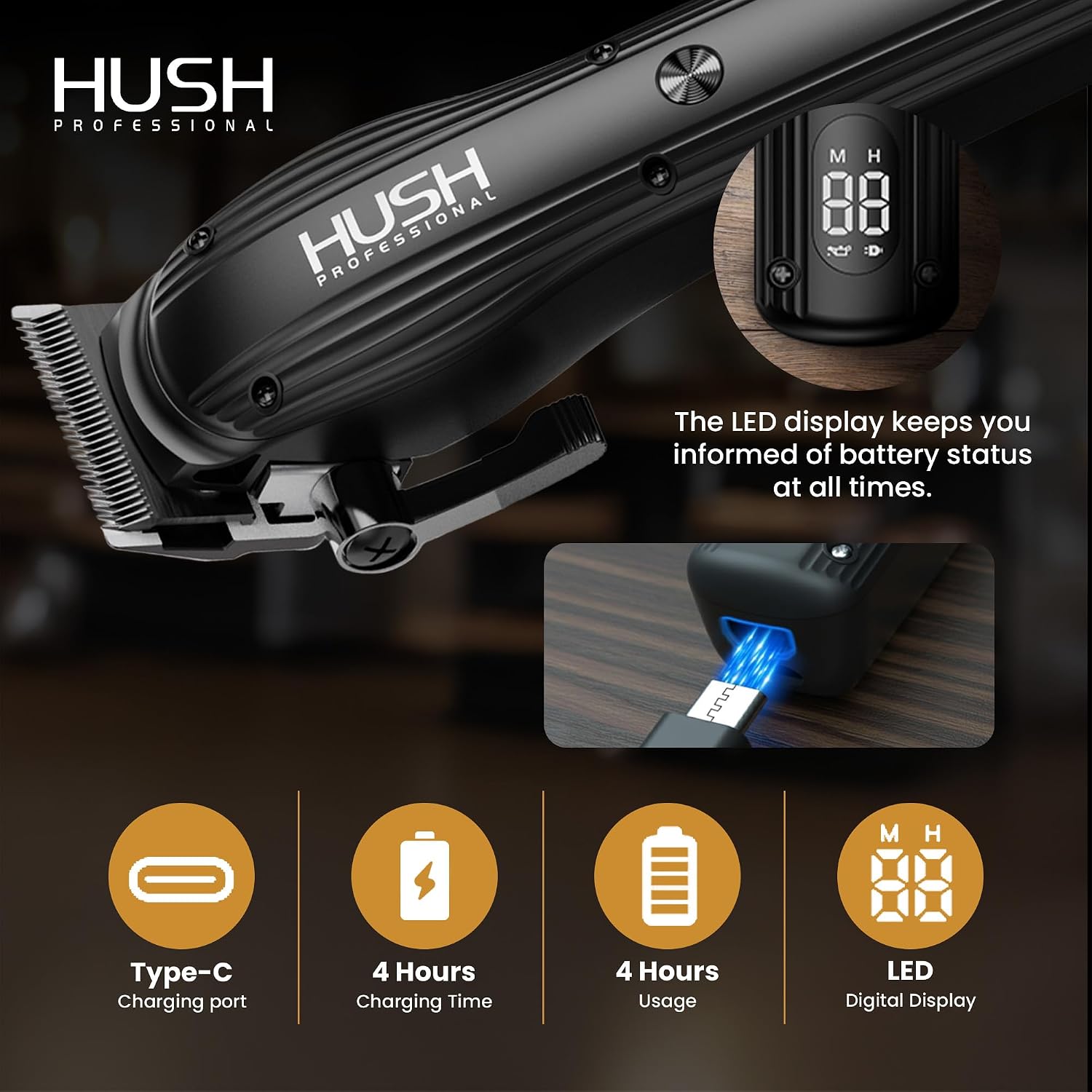 Cordless Hair Clipper for Men - Hair Buzzer Cordless Clipper Set, Barbers Tools, Men's Grooming Professional Set with LED Display