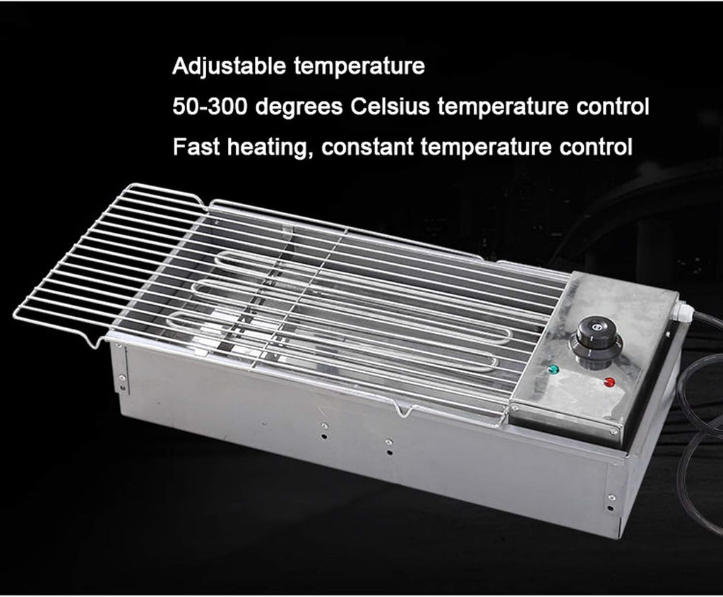 Grill for Outdoor Electric and Charcoal Barbecue Grill Large Zinc Alloy BBQ Grill Indoor and Outdoor Smokeless Charcoal Grill with Strong Legs,2800W, 24.4'×10.6'×30.7' Barbecue Grill