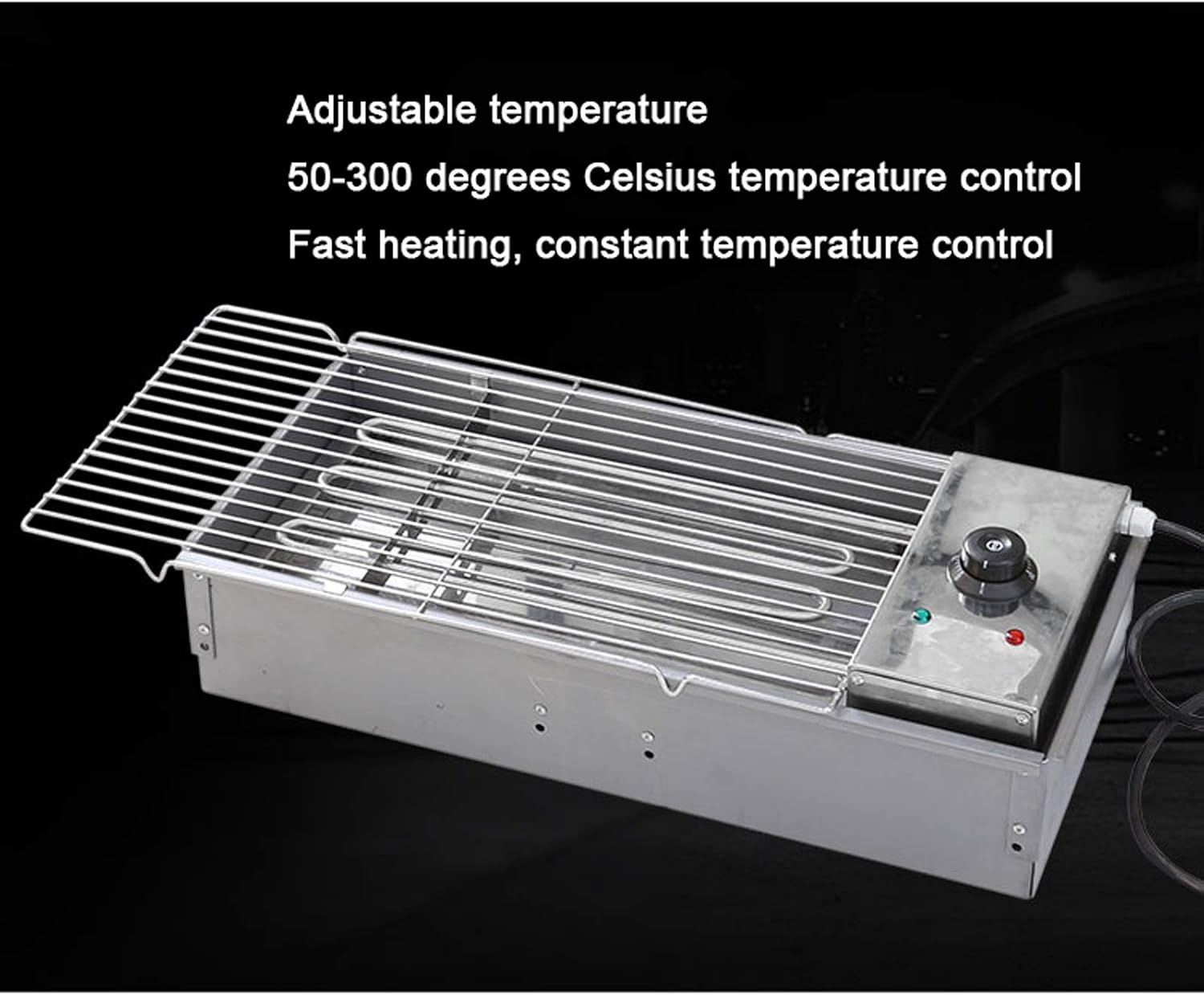 Grill for Outdoor Electric and Charcoal Barbecue Grill Large Zinc Alloy BBQ Grill Indoor and Outdoor Smokeless Charcoal Grill with Strong Legs,2800W, 24.4'×10.6'×30.7' Barbecue Grill