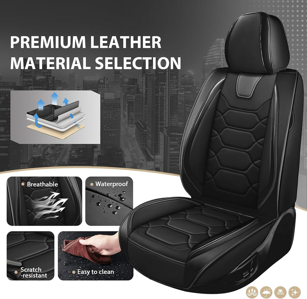 Car Seat Covers Full Set for Honda Civic 2000-2025,Durable Waterproof Luxury Universal,Easy to Install Napa Leather Cover Set for Cars,Full Seats,Black