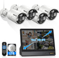 OOSSXX Outdoor Wired Security Camera System PoE Outdoor Surveillance Video Cameras Systems with Monitor