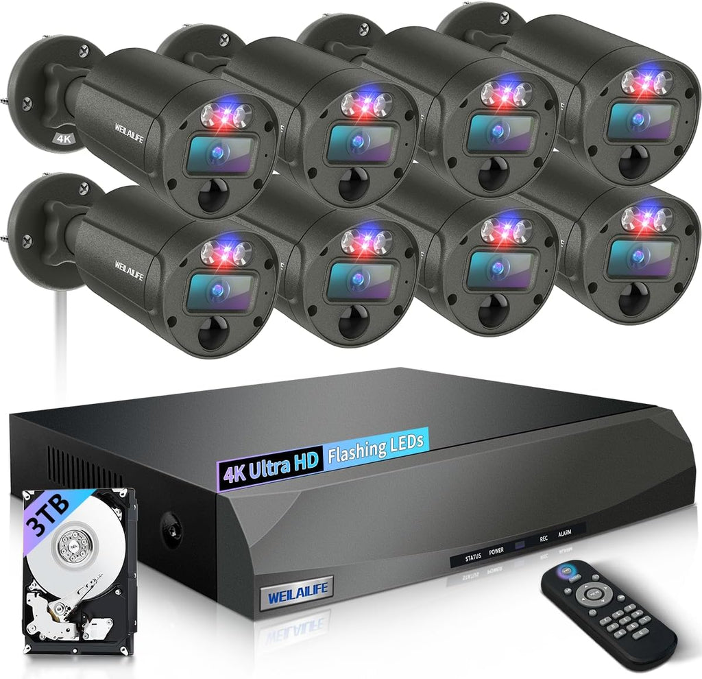 【2-Way Audio】 Outdoor Wired Security Camera System, Wired Cameras for Home Security, Home POE Video Surveillance Systems DVR Kits