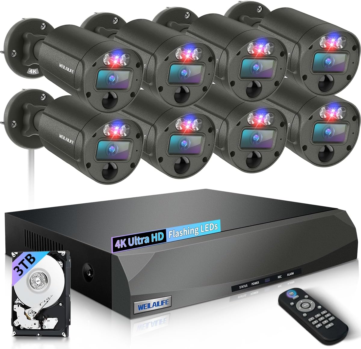 【2-Way Audio】 Outdoor Wired Security Camera System, Wired Cameras for Home Security, Home POE Video Surveillance Systems DVR Kits