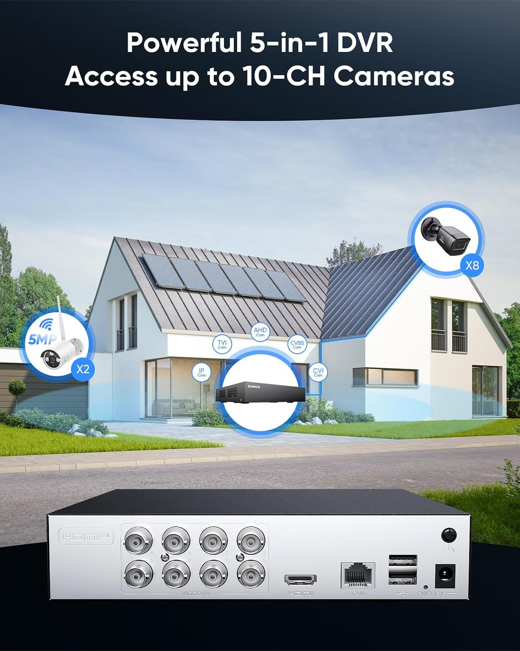 SANNCE 8CH 1080P Security Camera System DVR and 4x2.0MP Indoor Outdoor IP66 Weatherproof Bullet CCTV Cameras with IR 100ft Night Vision LEDs, Easy Remote Access,Home Surveillance System(1TB HDD)