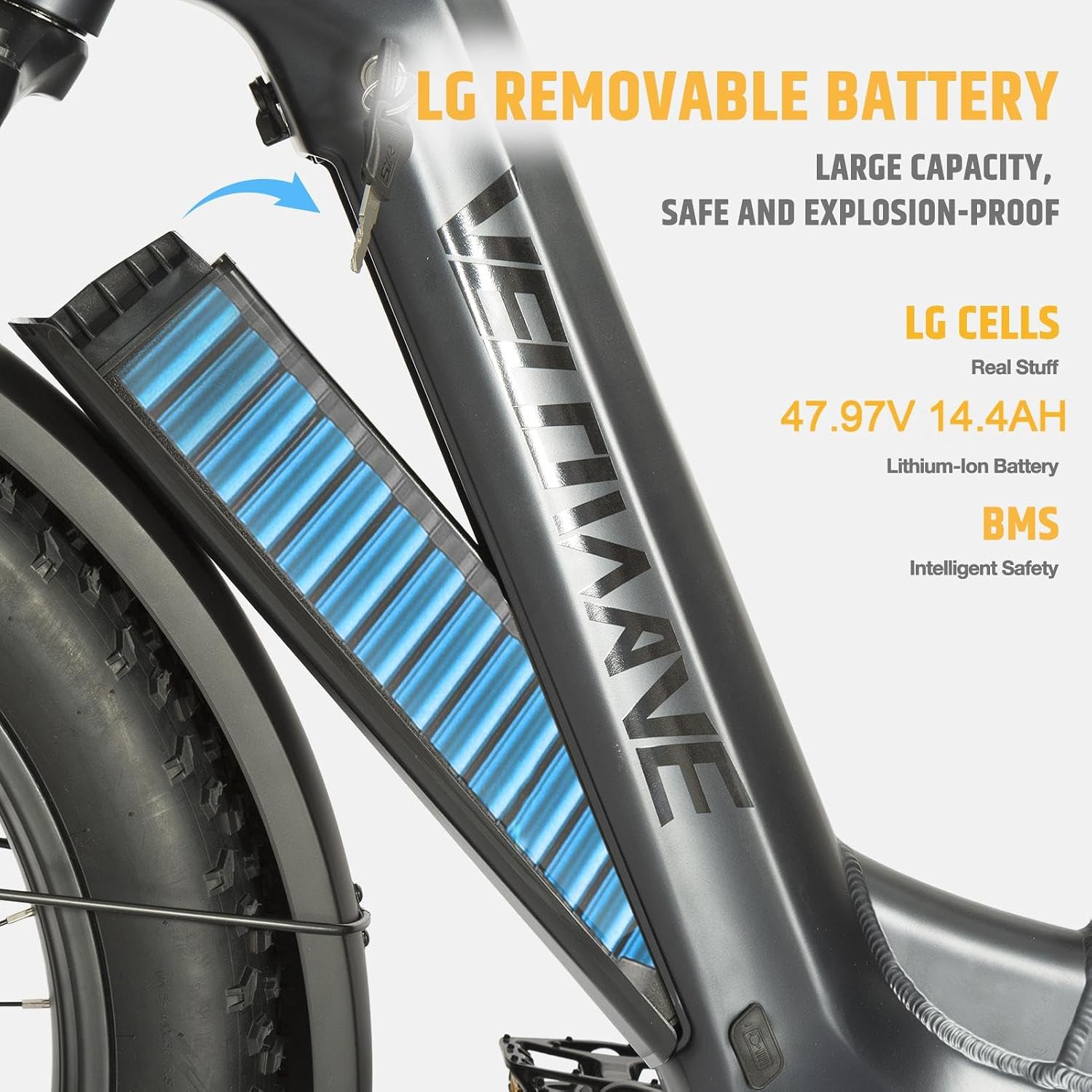 VELOWAVE Electric Bike 26' Fat Tire Ebike Peak 1200W Motor Electric Bike for Adults with 47.97V 14.4AH Removable LG Cell Battery Step-Thru E Bike up to 32MPH UL 2849 Certified with Lock& Bell