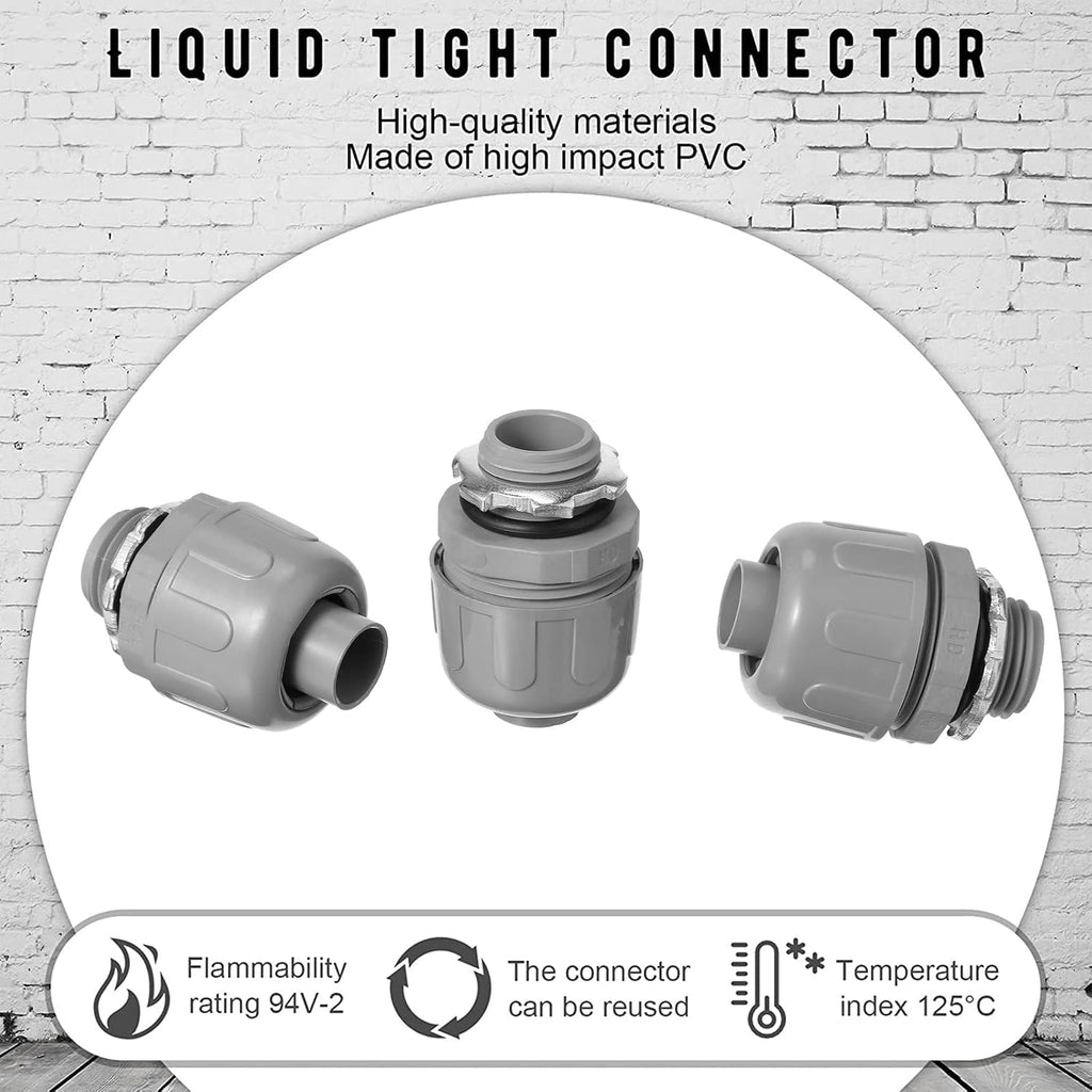 Maitys 1/2 Inch Liquid Tight Connector PVC Electrical Conduit Fittings Straight 180 Degree Flexible Conduit Connector for Home Kitchen Bathroom Tube Tool Supplies(200 Pcs)