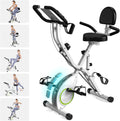 USLIM Foldable Exercise Bike Stationary Bikes for Home, 5 IN 1 Indoor Workout Bike, Cycling Bike with 16-Level Quiet Magnetic Resistance, 6.6 LBS Flywheel and 300LBS Capacity for Senior and Home Workout