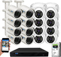 GW Security 16 Channel 12MP 4K NVR with 16 x 5MP AI PoE Microphone Weatherproof Security Camera System for Home and Business, Smart Human Detection, 24/7 Day & Night Recording with 4TB Hard Drive