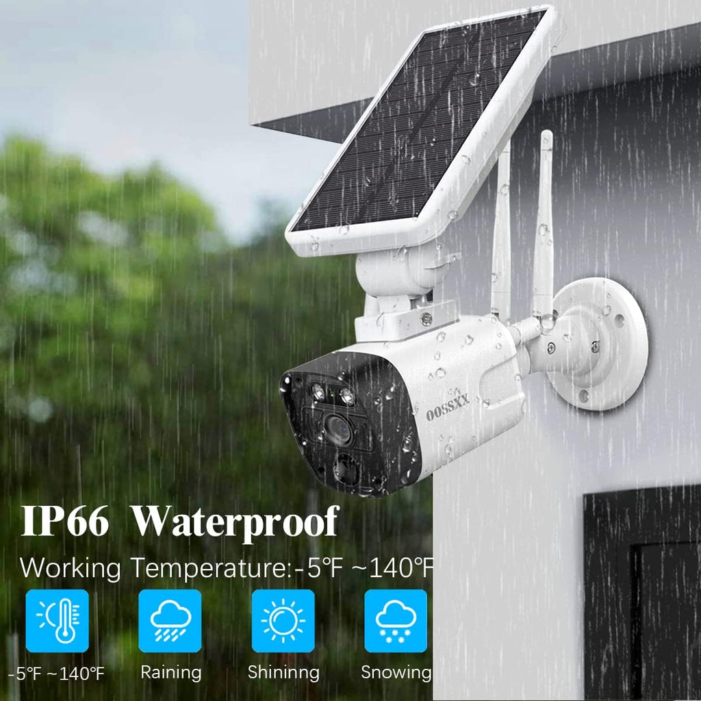 OOSSXX Honestview Solar Outdoor Wireless Surveillance Camera System Battery Powered Video Security Cameras with 2-Way Audio, 2-Antennas Signal Enhanced, 130 Ultra Wide-Angle Lens