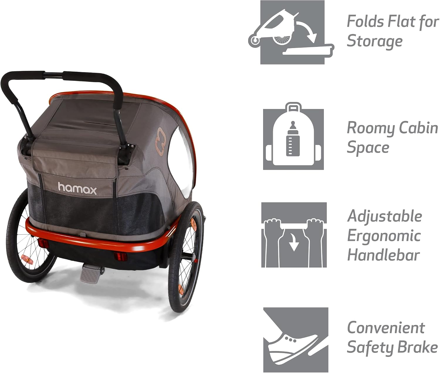 Hamax Outback Two Seat Reclining Multi-Sport Child Bike Trailer + Stroller (Jogger Wheel Sold Separately)
