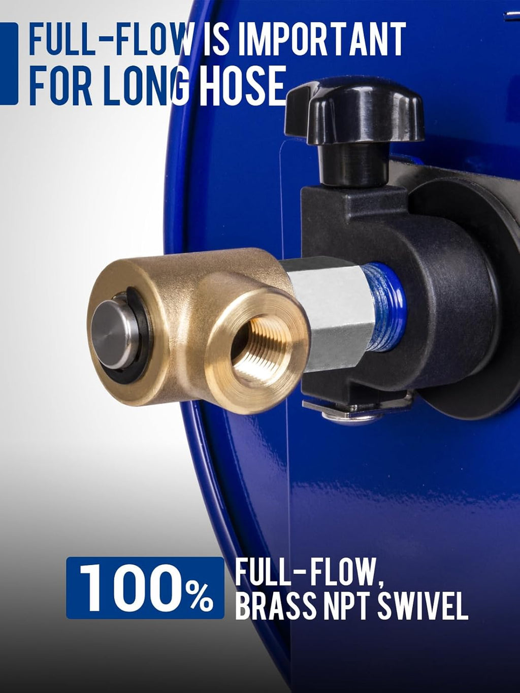 MEKOH Pressure Washer Hose Reel 100FTx3/8', 200FTx1/4' Manual Power Washer Hose Reel with M22 14mm Fitting,4500PSI Heavy Duty Hose Reel for Water,High Pressure Metal Reel with Wall/Van/Trailer Mount