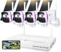 xmartO Wireless Solar Security Camera System, 10CH 4K Expandable WiFi6 NVR+4*4MP 2K Outdoor Cams, All Weather Solar, 2-Way Audio, IR&Color NV, Long Range WiFi Mesh, Free 120-Day Video,No Monthly Fees