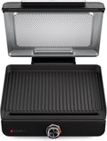 Sizzle GR100 Smokeless Indoor Grill, 500°F High Heat Kitchen Grill with Nonstick 14-Inch Plate, Low-Smoke Technology, Edge-to-Edge Heating, Family-Sized Capacity, Countertop Cooking Tool.