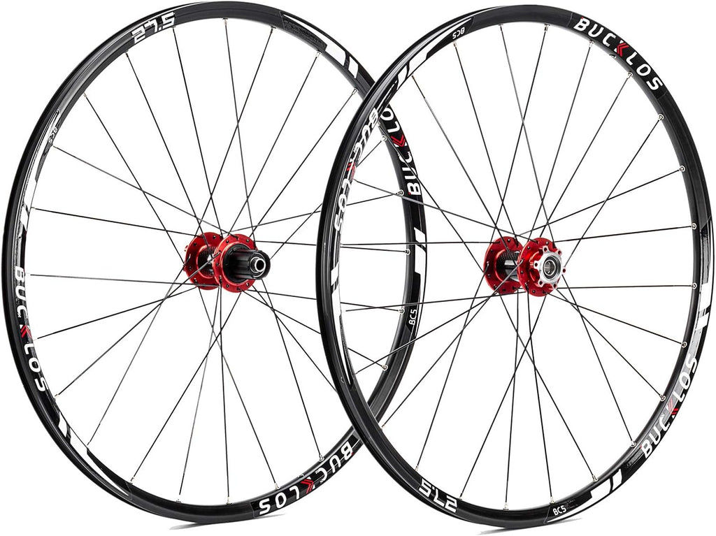BUCKLOS 26/27.5/29' Mountain Bike Wheelset, Carbon Hub MTB Wheels Quick Release Disc Brakes, 24H Low-Resistant Flat Spokes Bike Wheels fit 7-11 Speed Cassette