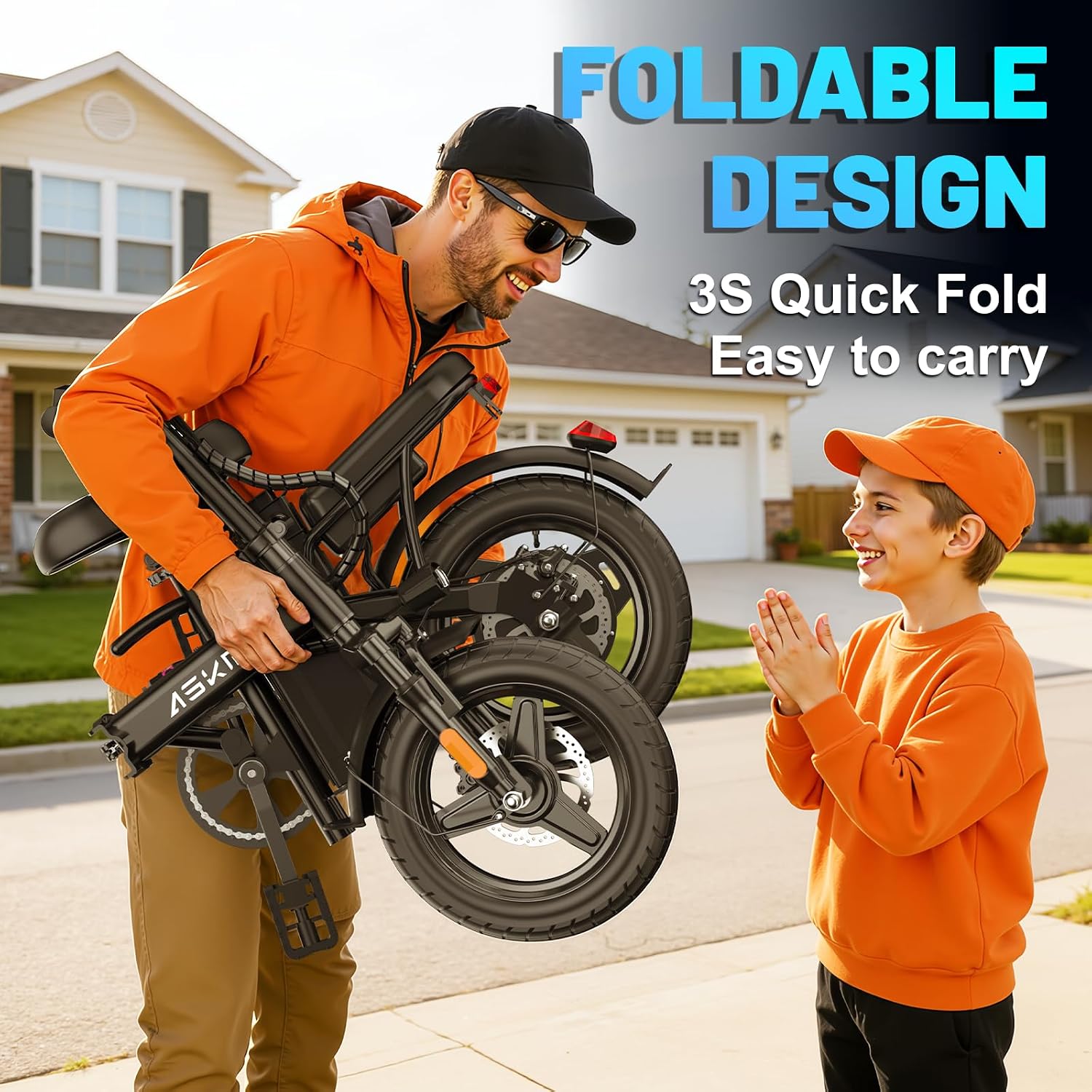 Foldable Electric Bike for Teens and Adults, 14 inch Mini E-Bike with 500W Peak Motor, 48V Removable Battery, Commute Electric Bicycle with 18MPH and 30-35 Miles PAS Range