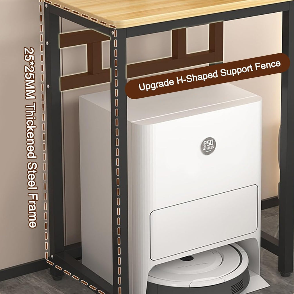 HARELA Sweeping Robot Storage Rack, Robot Vacuum Stand Cabinet with Open Base Self-Emptying Sweeper Machine Cabinet, Side Table for Living Room, Home Office(Black C,50x107cm/19.7x42.1in)
