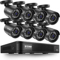 ZOSI 3K Lite Home Surveillance Security Camera System with AI Human Vehicle Detection, 8CH H.265+ CCTV DVR and 8 x 2MP 1920TVL Wired Weatherproof Bullet Cameras Outdoor, 100ft Night Vision (No HDD)