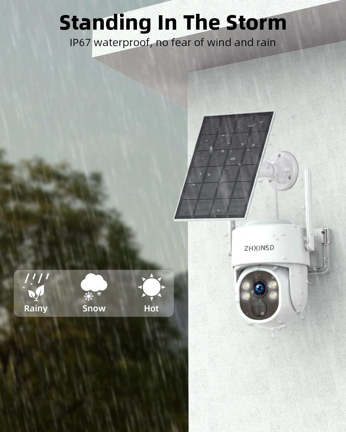 Solar Security Cameras Wireless Outdoor, 4MP FHD Battery Powered Home Security Camera System with 10' Monitor, 4-Cam kit, 360° View, Full Color Night Vision, Motion Detection, Work with Alexa