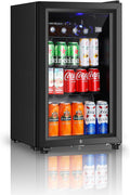 Saeoola Beverage Refrigerator, 2.3Cu.ft Mini Fridge with Double Glass Door, Cooler for Soda, Beer or Wine for Home, Office or Bar with Adjustable Removable Shelves (Black)