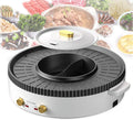 Household Electric Hot Pot with Grill, Teppanyaki Grill Pot and BBQ Pan, Independent Temperature Control, Non-stick Coating, Easy to Clean, For 2-6 People to Enjoy, 1500 W,A