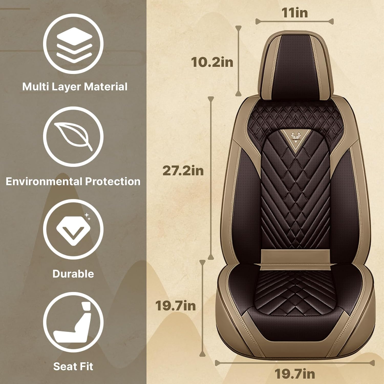 Fit for Ford Explorer 2000-2026 Seat Covers, Fashion Sport Seat Cover with Waterproof Leather, Airbag Safe Design Seat Protector (5 Full Seat Standard, Brown Coffee)