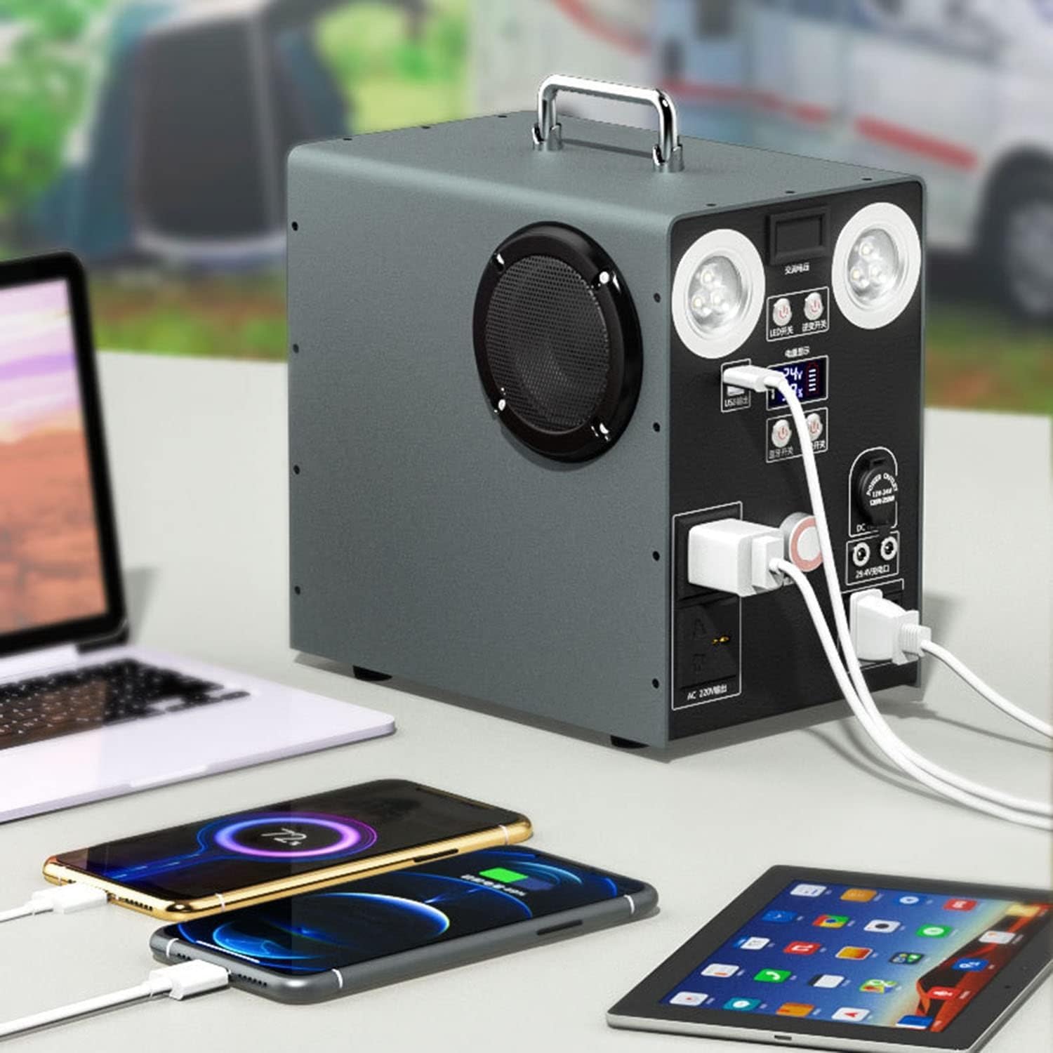 1000 W Portable Power Station, Solar Generator Backup Power Supply, with LED Light and Bluetooth Speaker, for Home Backup, Emergency, Outdoor Camping Or RV Travel(220V/1000w~1087wh)
