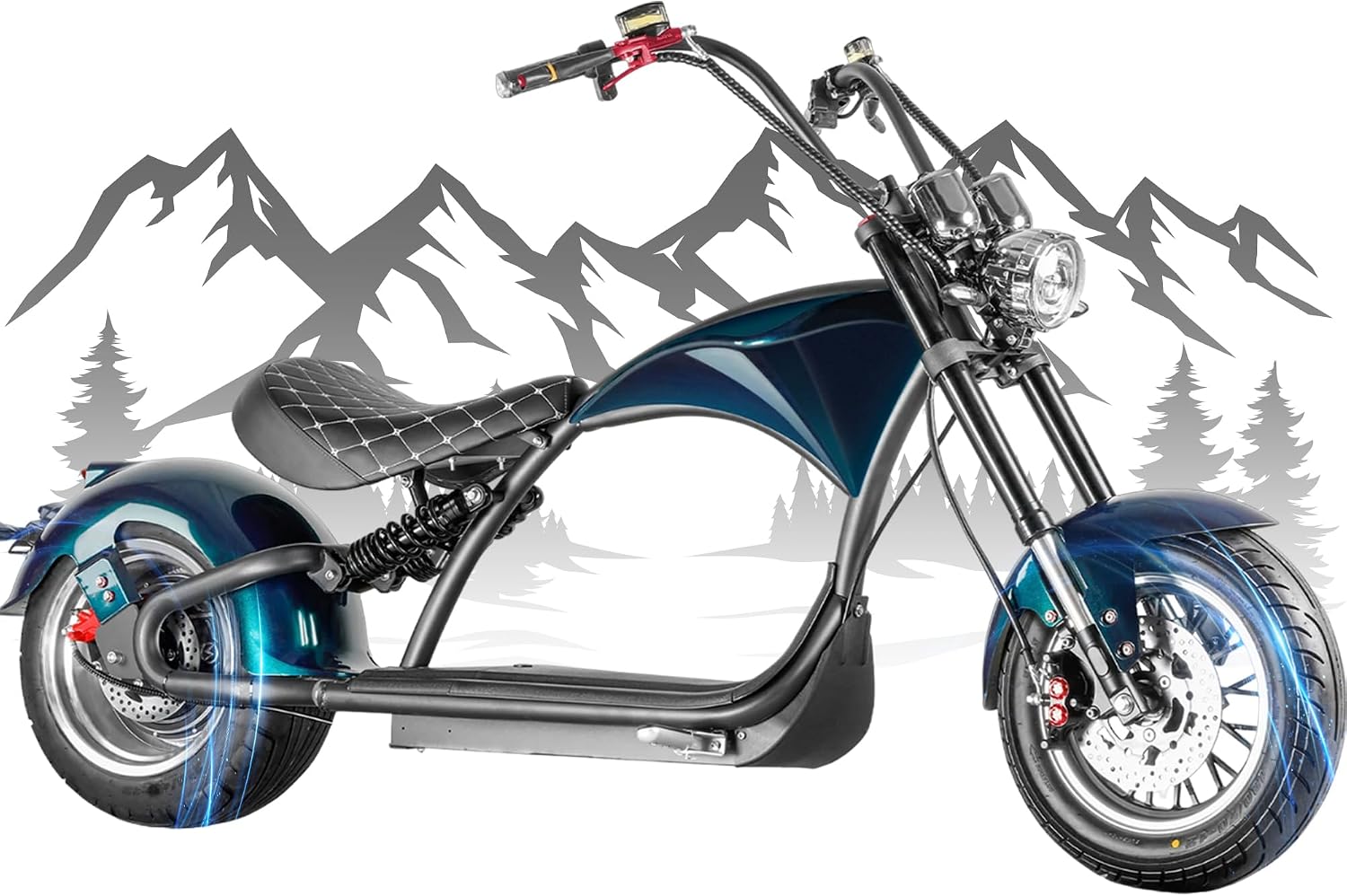 eAhora M1 2 Seater 2000W Electric Motorcycle for Adults,37MPH 60V 30Ah Battery 40 Miles Long Range Full Suspension Dual Hydraulic Brakes, Street Legal Electric Motorcycle