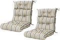 COOS BAY Outdoor Chair Cushions High Back 46x22 Inch, Tufted Patio Seat Cushions with Ties, Water-Resistant Replacement Pads, 2 Pack, Beige Stripes