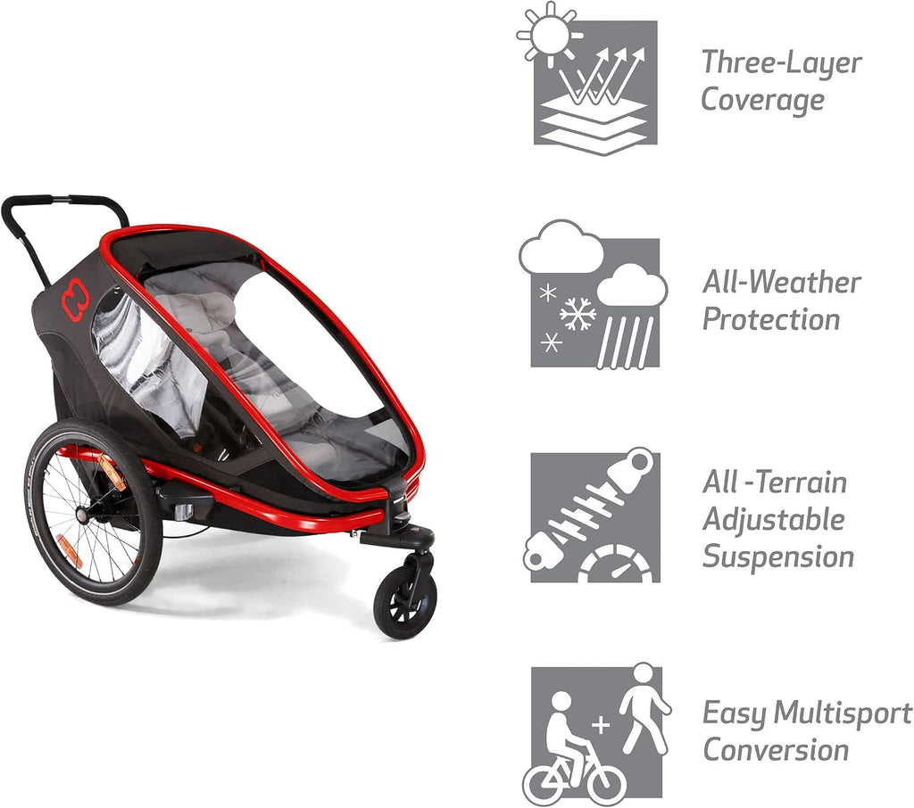 Hamax Outback Two Seat Reclining Multi-Sport Child Bike Trailer + Stroller (Jogger Wheel Sold Separately)