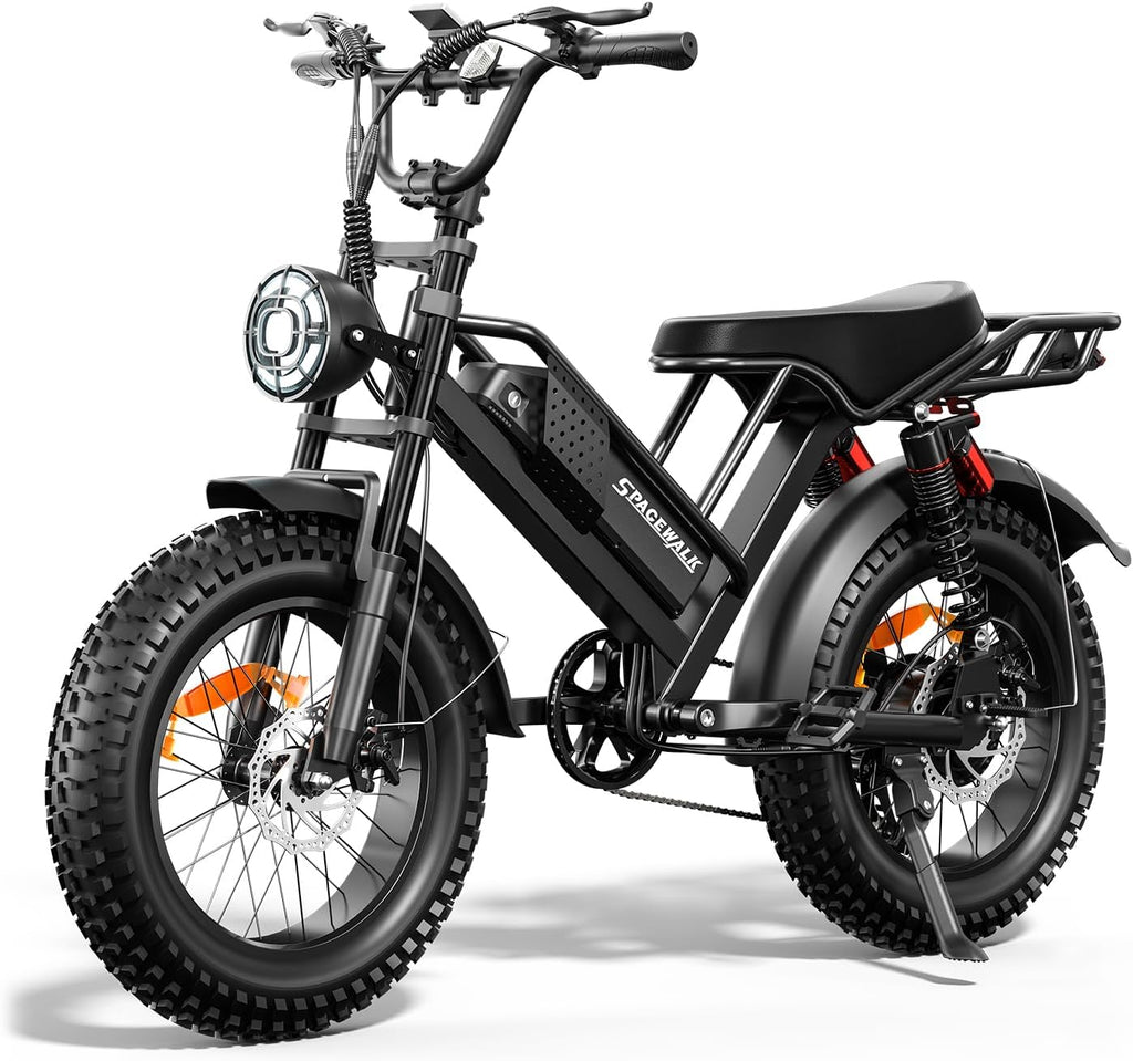 Spacewalk Electric Bike M7 for Adult,20' Fat Tires Ebike,Suitable for Riders 5'5'& Above,1500W Peak Motor,27.9mph,48V 15Ah Removable Battery,4X Suspension,50 Miles Pure Electric,70 Miles PAS