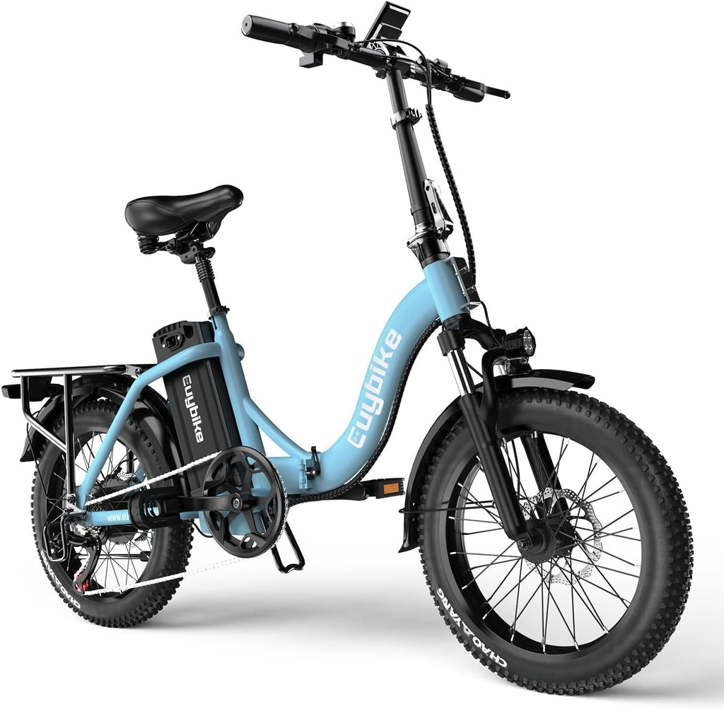 Auloor Foldable Electric Bike for Adults, Peak 1000W Brushless Motor 70Miles City Commuter Ebike, 48V 20AH Lithium Battery, 20' Fat Tire 7-Speed E-Bicycle with Front Suspension Colourful LCD Display