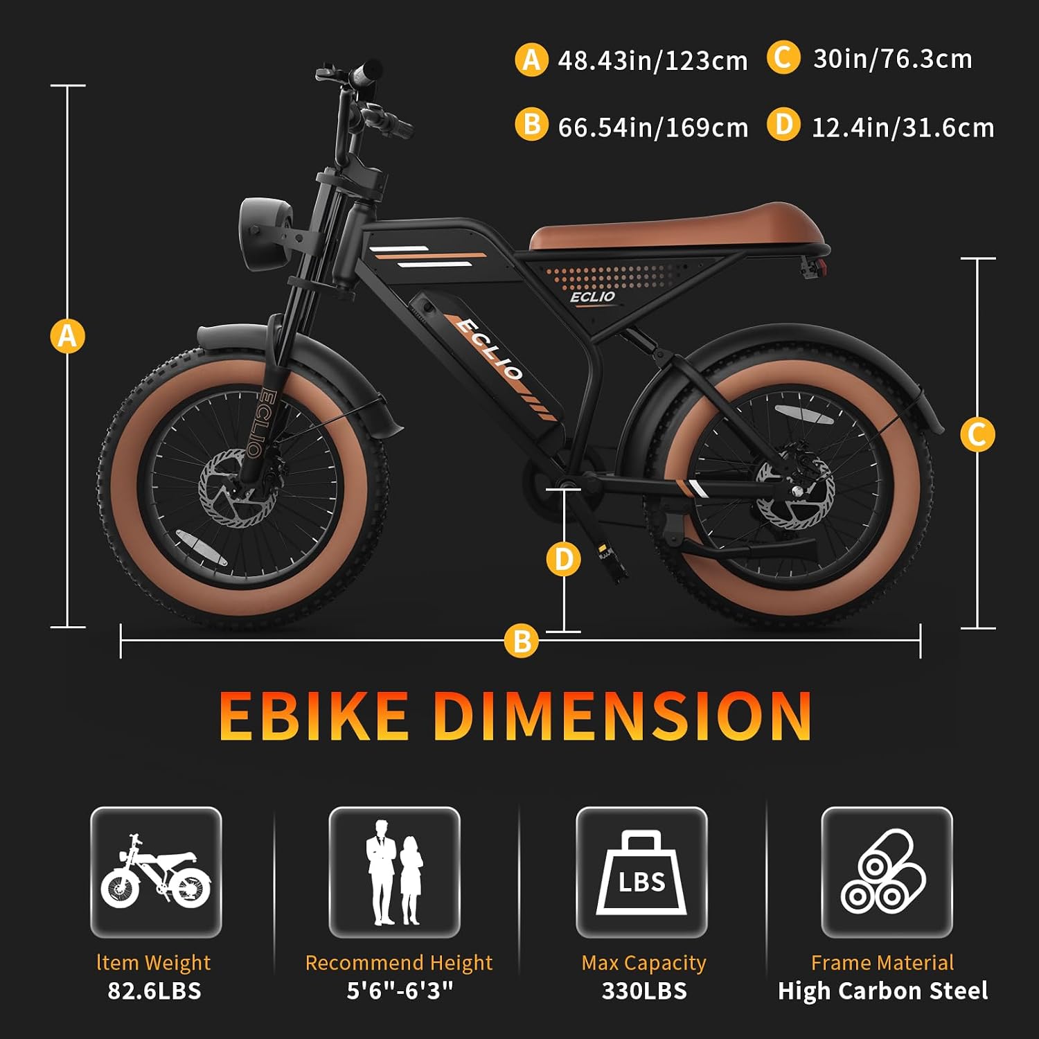 DDC SPORT Electric Bike for Adults, Peak 1000W Motor 28MPH, 48V 13Ah Battery 50Miles Ebike, 20'' Fat Tire Electric Dirt Bike for All Terrain, Off Road Mounatin Moped E-Bike, Full Suspension, 7-Speed