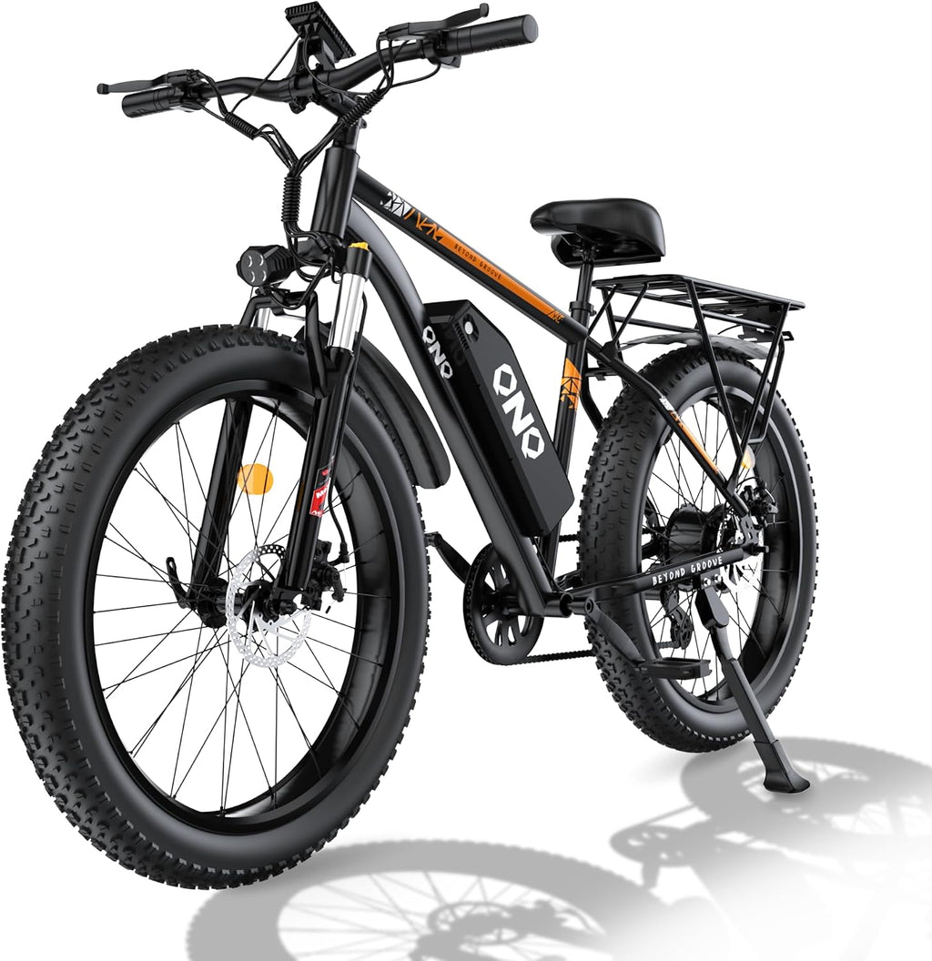 QnQ Electric Bike for Adults, Powerful 2000W Peak Motor, 26' Tires, 34MPH & 60 Miles Long Range, 48V 15Ah Removable Battery, Lockable Suspension, Electric Mountain Ebikes for Adults and Teens