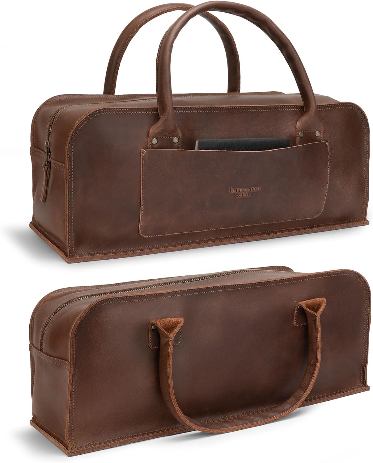 Littlefield & Co., Leather Multipurpose Doctor Utility Tool Bag, Handyman, Woodworker, Work Tool Bags for Power Tools, Men's Small Toolbag Organizer Pouch (Bourbon Brown)