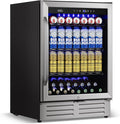 Velivi 24 Inch Beverage Refrigerator, 210 Cans Under Counter Beverage Cooler, 24' Space Built-In Beer and Drink Fridge with Glass Door for Soda, Water, and Milk - For Kitchen, Bar or Office