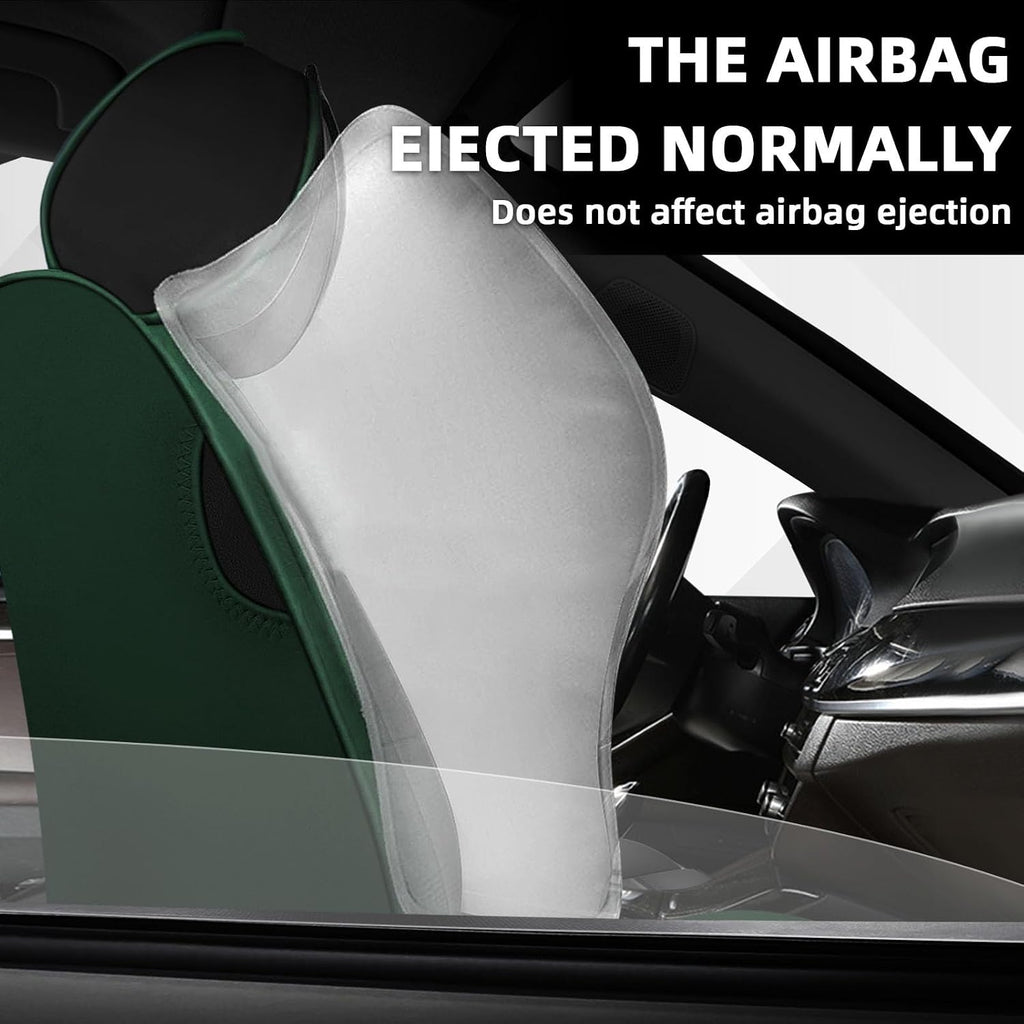 Car Seat Cover Fit for Rivian R1T 2022-2025,Compatible Airbag Non-Slip Waterproof Seat Cover,Car Seat Protector Premium Interior (Standard 2 Seats,Black Green)