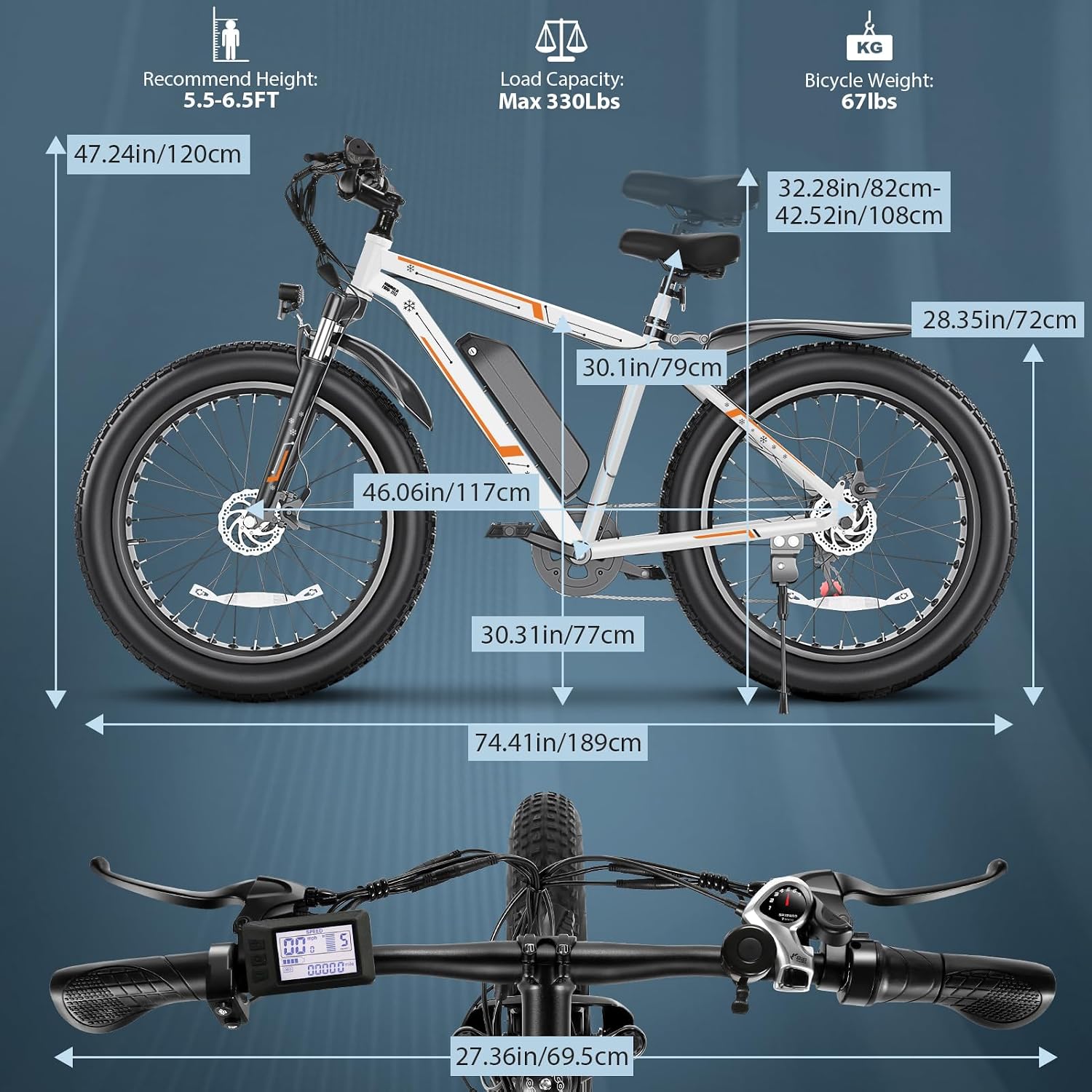 GOCIO 26' Fat Tire Electric Bike for Adults - 48V 750W Powerful Motor, 40 Miles Range, Dual Suspension, All-Terrain E-Bike
