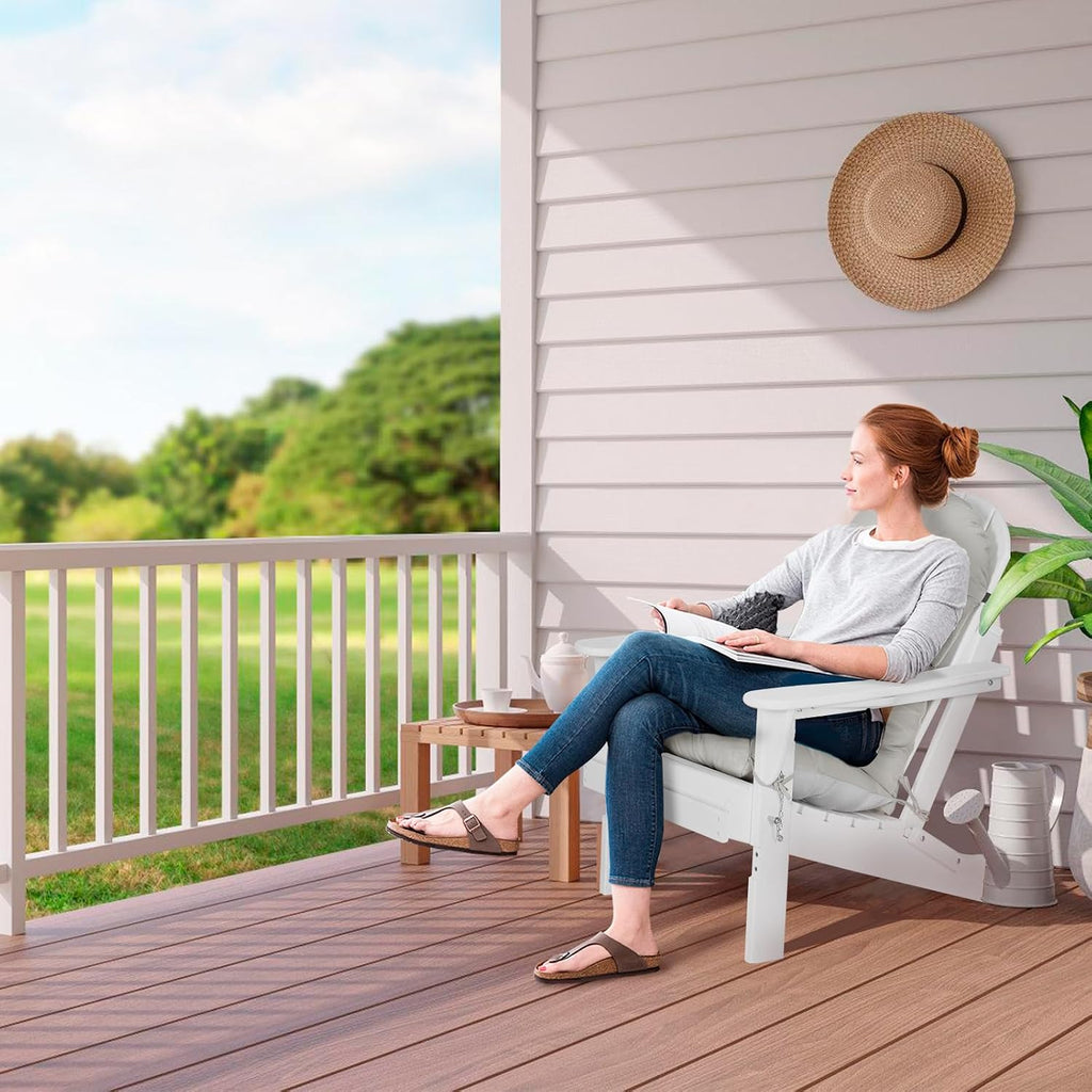 Adirondack Chair Cushions Set of 4, Thick High Back Rocking Chair Cushion 47x19.6x4 Inch, Folding Patio Pads with Ties, Waterproof & Fade-Resistant Seat Pads Indoor/Outdoor (Grey)