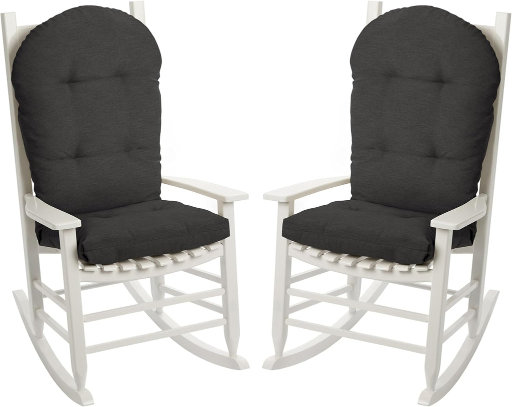 ARDEN Oceantex Indoor/Outdoor Plush Modern Tufted Adirondack Cushion, 2-Pack, 21.5 x 19, Water Repellent, Rain Proof, Fade Resistant Cushion For Rocking Chair Or Adirondack Ink Charcoal Black
