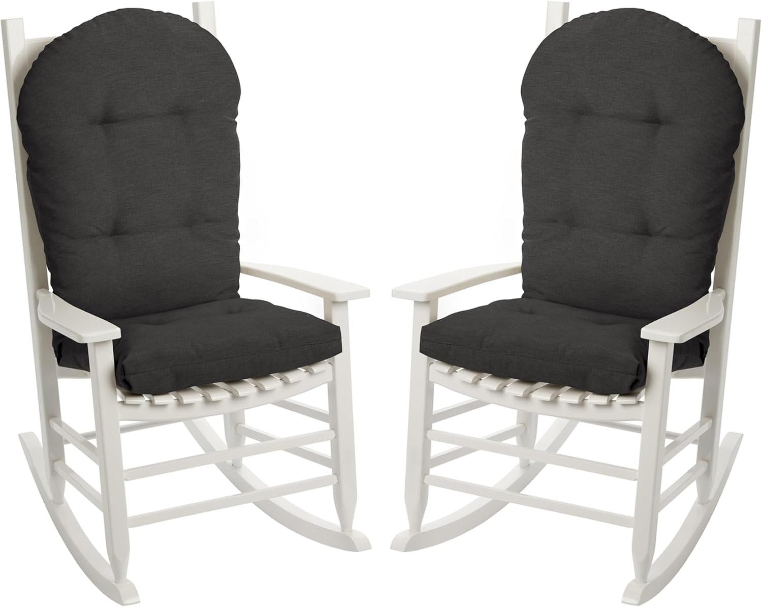 ARDEN Oceantex Indoor/Outdoor Plush Modern Tufted Adirondack Cushion, 2-Pack, 21.5 x 19, Water Repellent, Rain Proof, Fade Resistant Cushion For Rocking Chair Or Adirondack Ink Charcoal Black