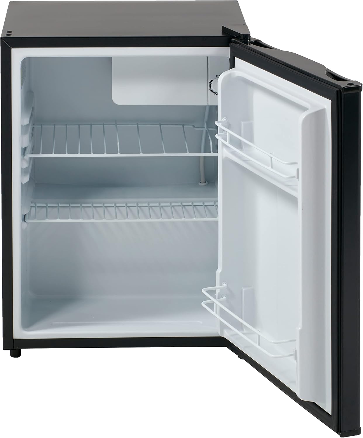 Avanti Mini Fridge Compact Refrigerator for Home Office or Dorm, Features Single Reversible Door Removable Shelves Automatic Defrost and Adjustable Temperature Control, 2.4-Cu.Ft, Black