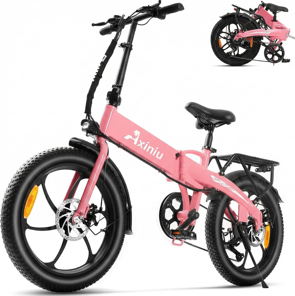 Axiniu 20' Folding Electric Bike丨850W Electric Bikes for Adults丨48V 13Ah Portable Battery丨48.5Lbs Lightweight Folding E-Bike丨60 Miles Range丨25mph Speed - Class 2 Fat TIre Ebike